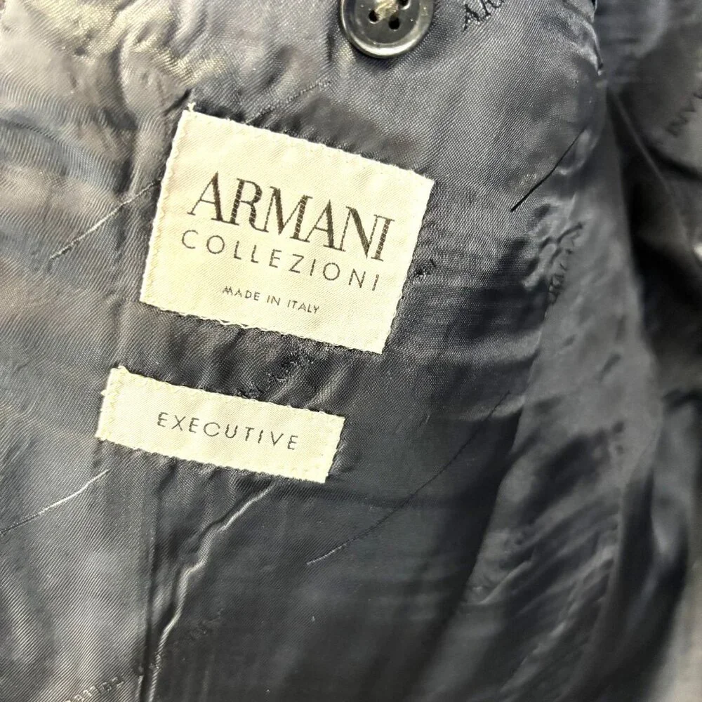 Armani Collezioni Wool Blazer Mens 44R Gray Blue‎ Check Sport Coat Made In Italy